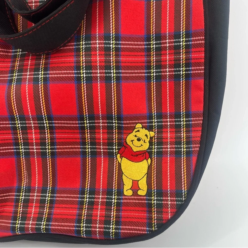 Vintage Disney Winnie The Pooh Embroidered Plaid Tote Bag
